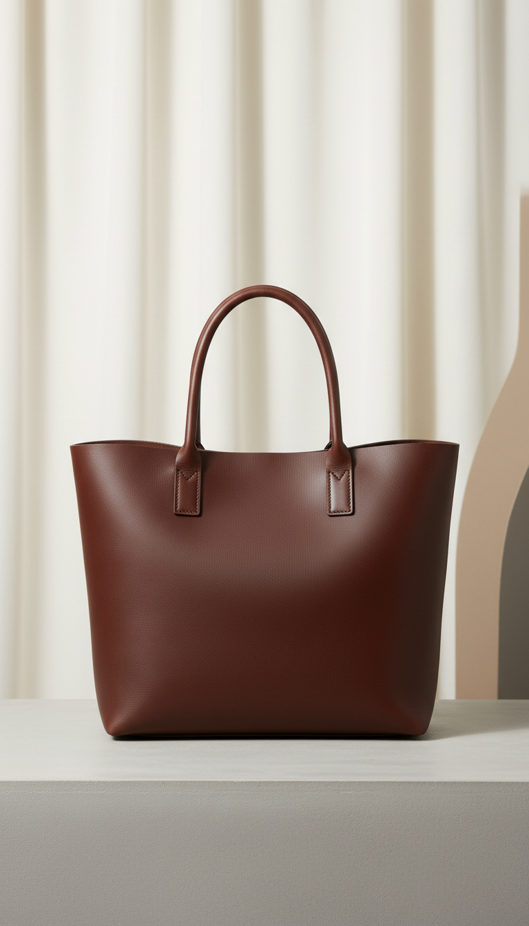 Deep Espresso Leather Tote With Structured Shape