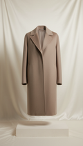 Taupe Cashmere Overcoat With Belted Waist