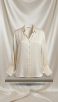 Ivory Silk Blouse With Draped Collar
