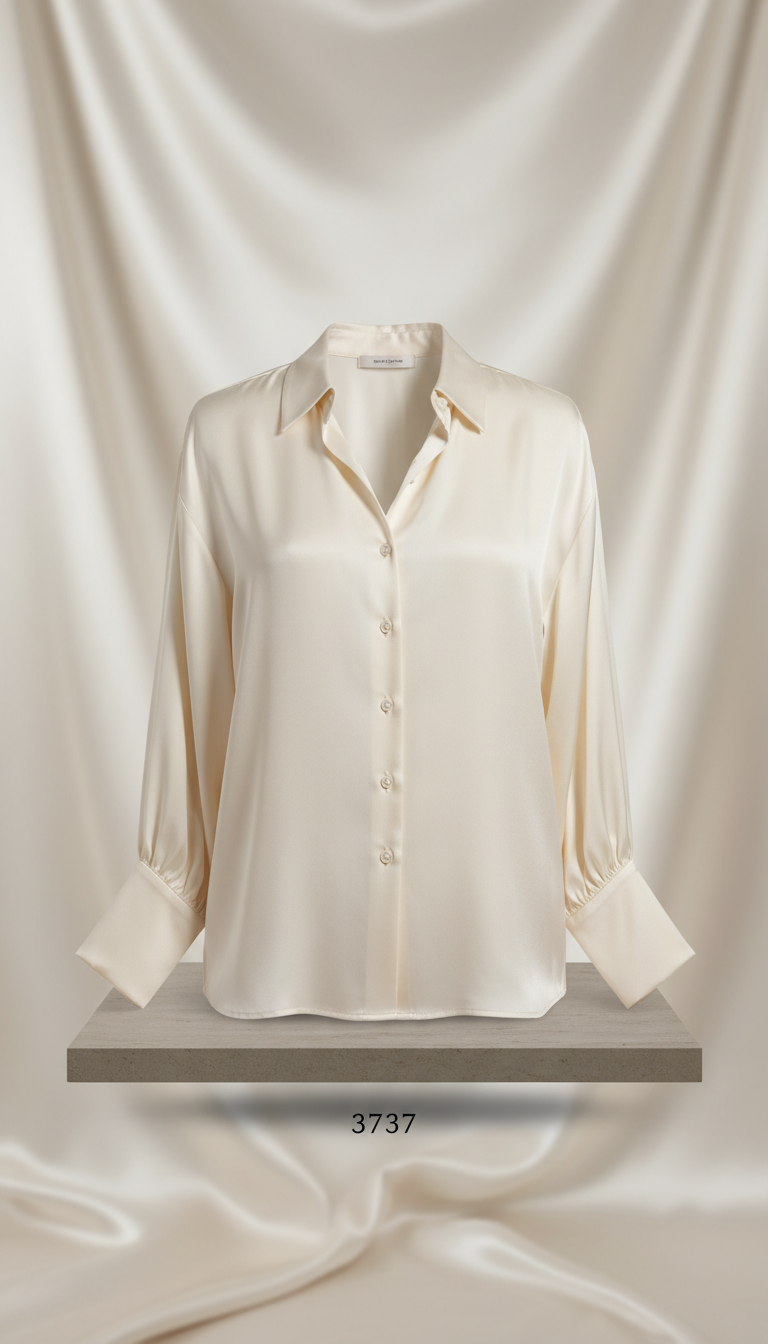 Ivory Silk Blouse With Draped Collar